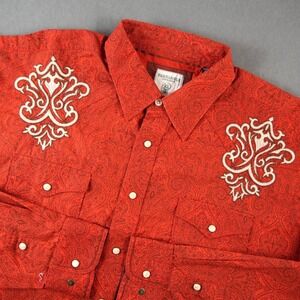 Panhandle Western Pearl Snap Embroidered Rough Stock Shirt Mens XL Paisley